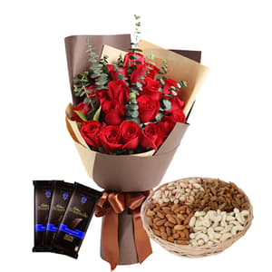 Roses with Dry Fruits n Bournville Chocolates